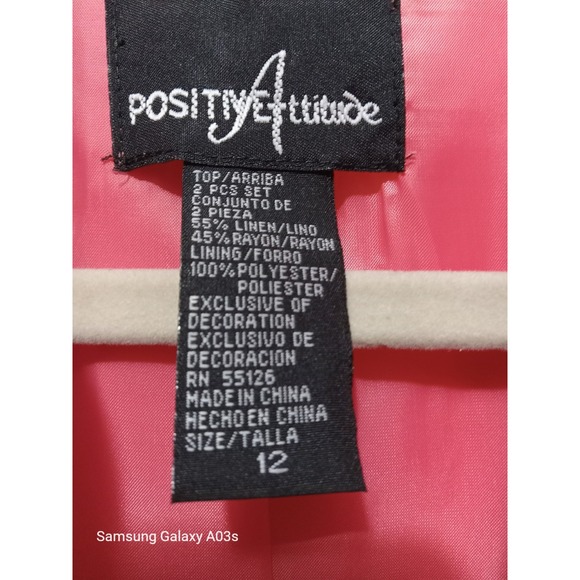 Positive Attitude Salmon Linen Size 12 Floral Embroidered 2 Piece Dress Set - Picture 6 of 11